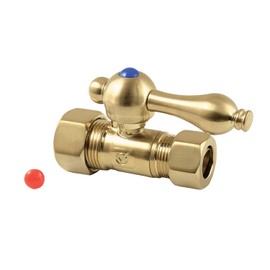 Kingston Brass CC44457 5/8" OD Comp x 1/2" OD Comp Straight Shut Off Valve, Brushed Brass
