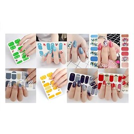 Katartizo 8 Pack Cute Nail Wraps Real Nail Polish Stickers, Nail Polish Strips Decals, DIY Glitter Nail Self- Adhesive Art Set with Nail File for Women Girls