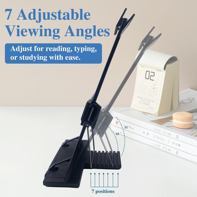 Keenjorika Desktop Document Book Holder with 7 Adjustable Positions, Black