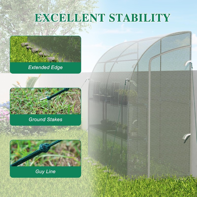 BPS 7x3x7 FT Lean to Greenhouse with Shelves, Large Walk-in