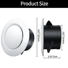 CSKB 2-Pack 6 Inch Round Vent Cover, Air Vent Covers ABS Adjustable Soffit Vent, Round Ceiling Diffuser for Exhaust Fan, Inline Duct Fan, Bathroom, Kitchen, Garage Use Opening Size 5.67"