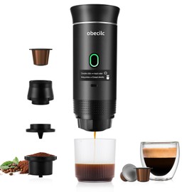 obecilc Portable Espresso Machine for Travel, 20 Bar Espresso Coffee Machine with USB-C,3-In-1 Travel Coffee Maker Self-Heating, Compatible with Ground Coffee & Capsule for Hiking,Office,RV（Black）