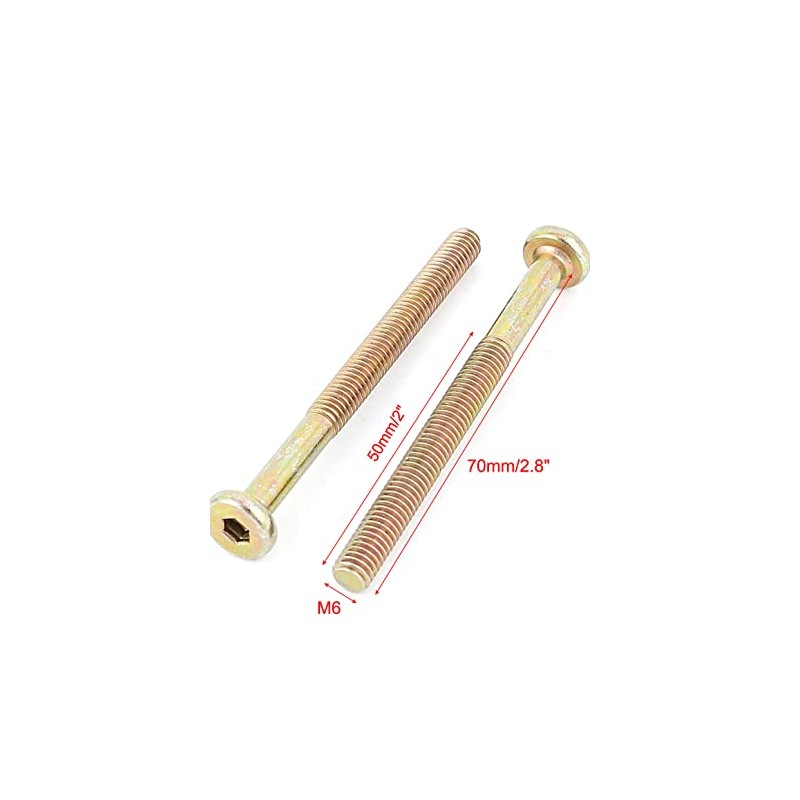 uxcell M6 x 70mm Threaded 1mm Pitch Hex Socket Head