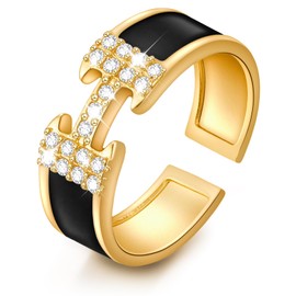 Chritice Women's Gold Rings, Women's Silver 925 Ring, Adjustable Women's Golden Rings, Gold-Plated Open Ring with Cubic Zirconia, Gift for Women Jewellery, Silver