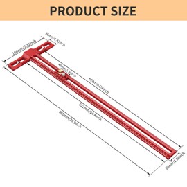 24 Inch T-Square Ruler with Drilling Slider, Aluminum Slide Stop Marking Ruler Woodworking Scriber Ruler Measuring and Layout Tools
