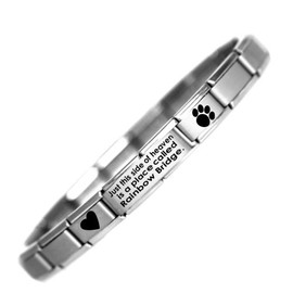 Rainbow Bridge Pet Loss Charm Bracelet Stainless Steel One Size Fits all 9mm Italian Style Charm Bracelets