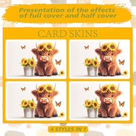 peacoblue Bank Card Sticker Highland Cattle and Sunflower Credit Debit Card Custom Skin Cover Protector, 4 Styles Scratch-Proof Attractive Decal for Most Popular EBT Transportation Key Card