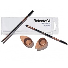 RefectoCil Browista Toolkit – 2 cepillos dobles y 2 platos de aplicación – Para profesionales de pestañas y cejas – Ideal para teñir con precisión – Innovadora cola de goma
