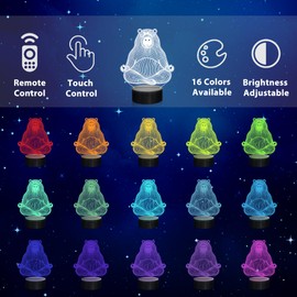 Ammonite Capybara Night Light, Meditating Water Pig 3D Lamp, 16 Colours Changing with Remote Control and Timer, Room Decoration Lights, Birthday, Christmas, Gifts for Children, Adults