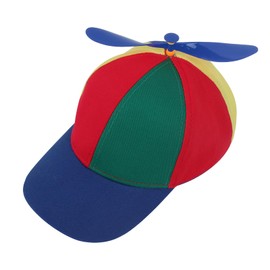 Faxianther Kids Funny Propeller Hat Girls Boys Colorful Patchwork Rainbow Propeller Helicopter Cap Soft Cotton Wide Brim Sun Protection Visor Baseball Caps Peak Hat Topee for 2-8 Yrs