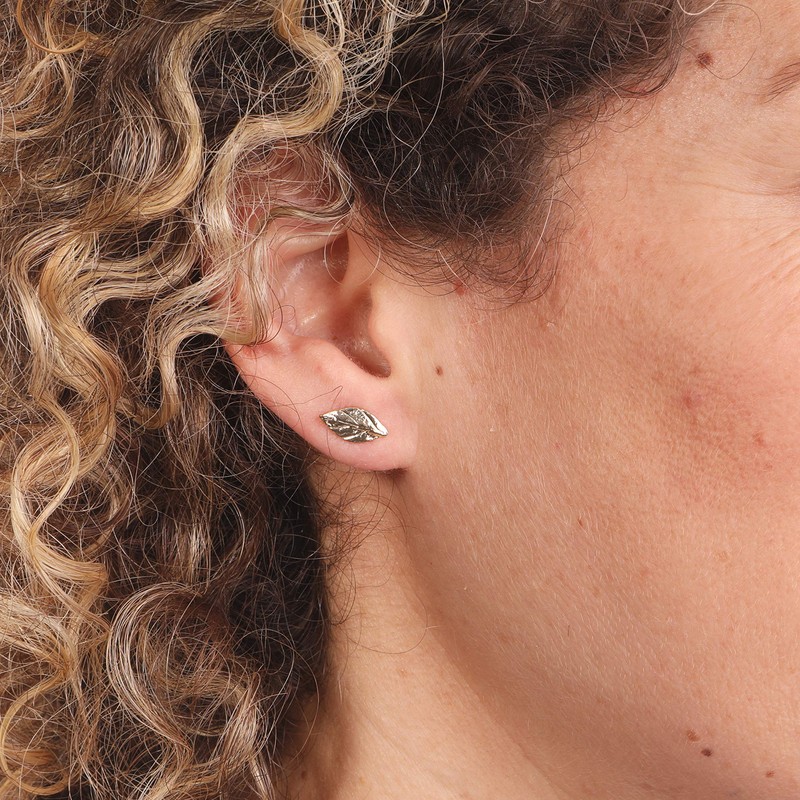 Gold Leaf Stud Earrings Gold Filled 10mm Length