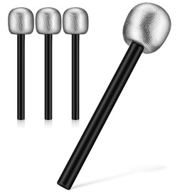 Gadpiparty 4 Pieces Fake Microphone Kids Microphone Toy Silver and Black Glitter Microphone Role Play Toy Costume Prop Microphone Accessories Toy