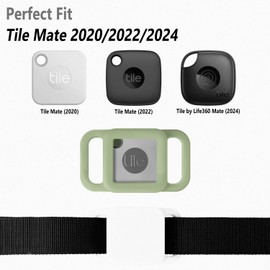 Geiomoo Silicone Case for Tile Mate 2024, 2022, 2020, Cover for Tracker Anti-Scratch, Holder Protect Finder Tag for Dog, Cat, Pets, Kids (White+Green)