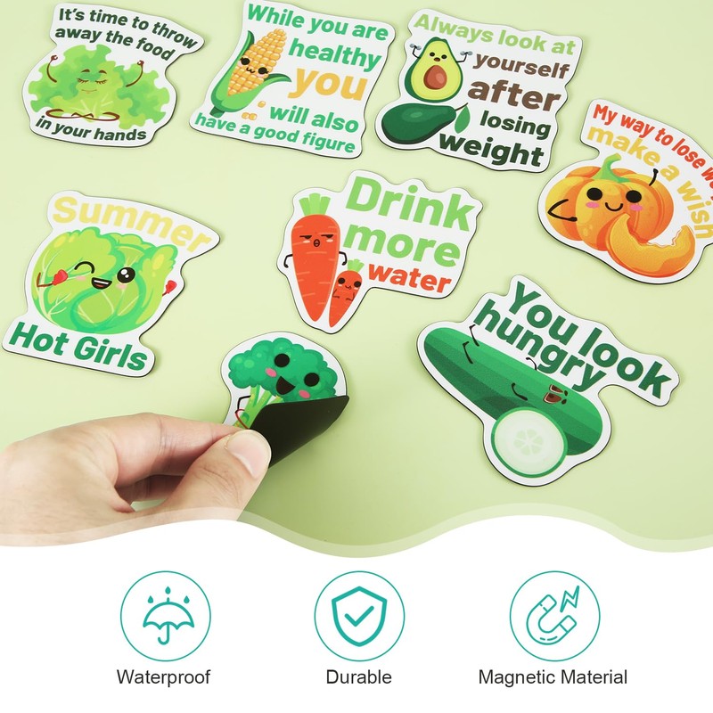 NQEUEPN 8pcs Funny Fridge Magnets Weight Lose, Cute Vegetables Motivational