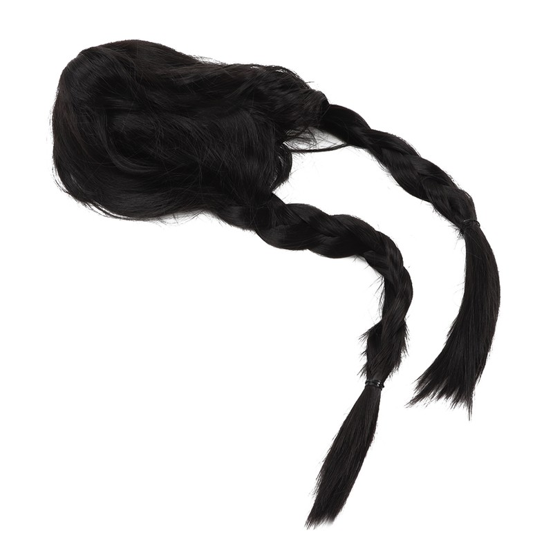 Black Long Double Braid Wig Synthetic Simulated Scalp Heat Resistant