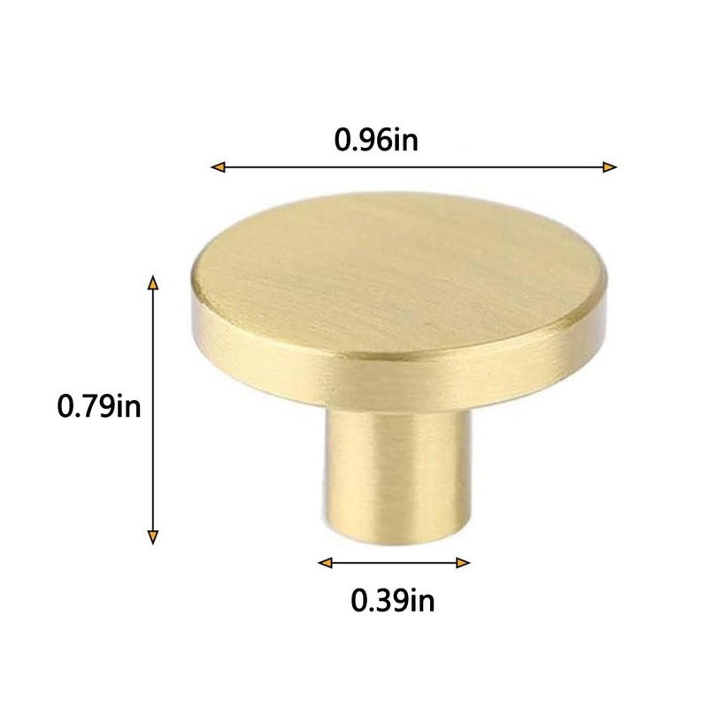 4Pcs Round Dresser Knobs Gold Cabinet Knobs, 0.96In Solid Round