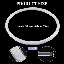 BENECREAT 38.28 Yards/35 Metres Nylon Fishing Line, Round Clear Nylon Line, Nylon Memory Brim Line for Fishing, Hat Brims, Jewellery Making, Diameter: 1.5mm