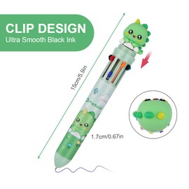 AYESY Multicoloured Pens, 6 Pack 0.5mm 10-in-1 Cartoon Ballpoint Pen Retractable Ballpoint Multicoloured Pens, for Office School Supplies Students Children Gift Party Bag Fillers