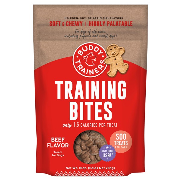 Buddy Biscuits Trainers Training Bites Soft & Chewy Dog Treats, Beef, 10 oz. Pouch