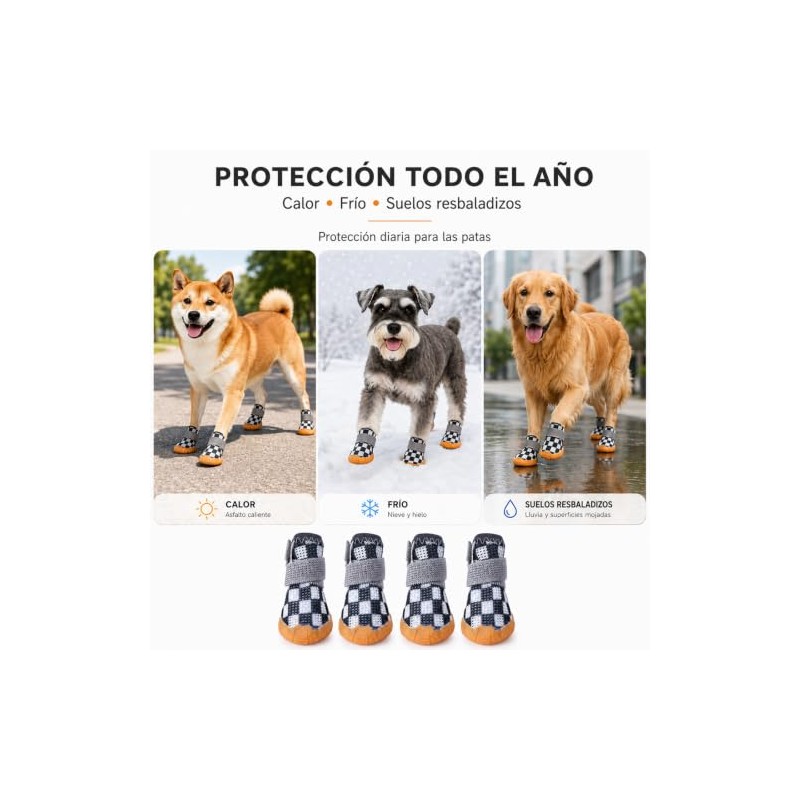 Zapatos para Perros Transpirables,4 Piezas Botas para Perro Transpirable Antideslizantes,Suelas