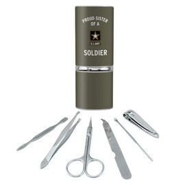 U.S. Army Proud Sister of a Soldier Stainless Steel Manicure Pedicure Grooming Beauty Care Travel Kit