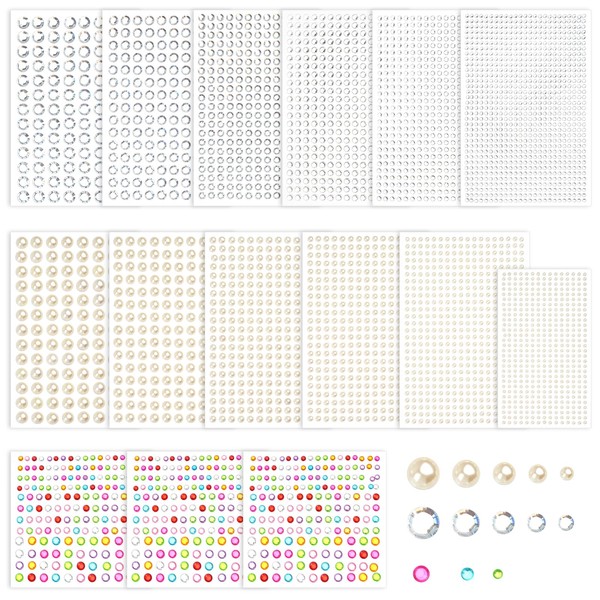 4557 Stück Glitzersteine Selbstklebend, Strasssteine Selbstklebend, Glitzersteine Gesicht mit Perlen