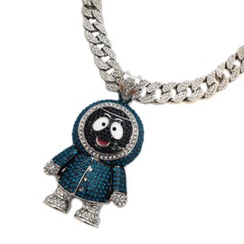 Hip Hop Iced Large BRICK SQUAD ESKIMO Pendant & 18" 1 ROW Tennis Choker Chain Necklace