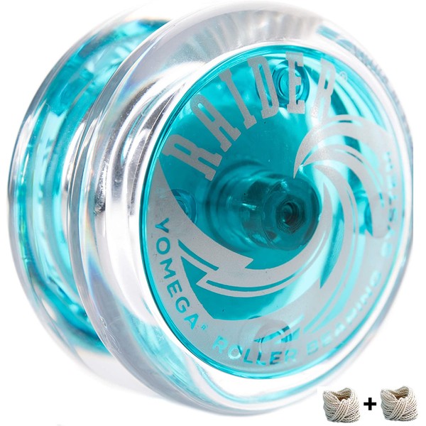 Yomega Raider - Professional Responsive Ball Bearing Yoyo, Great for Kids, Beginners and for Advanced String Yo-Yo Tricks and Looping Play. + Extra 2 Strings & 3 Month Warranty (Light Blue)