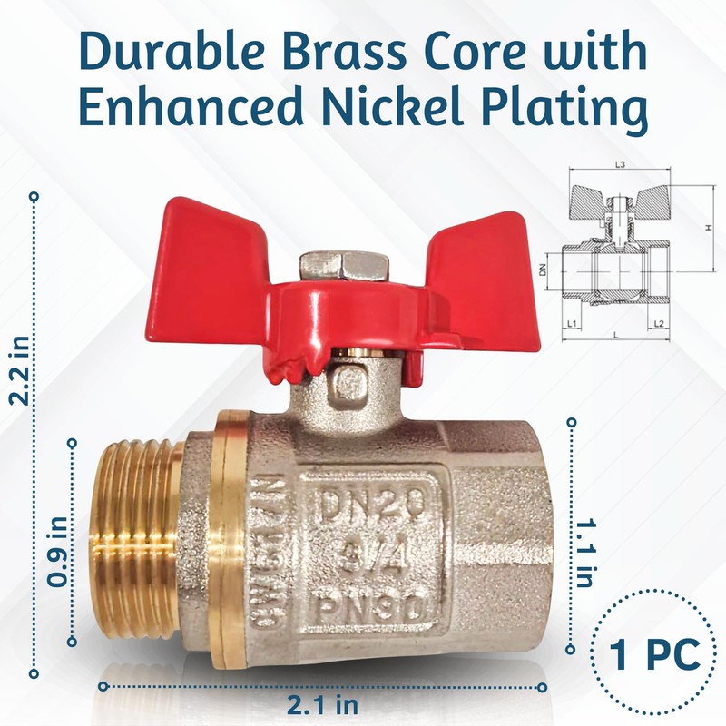 PipeSan Ball Valve 3/4 Inch Double Thread (Female/Male Thread) with