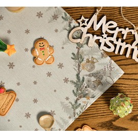 Artoid Mode Trees Ball Merry Christmas Tablecloth, Table Linen, Winter Kitchen Table Decoration, Indoor, Holiday, Party Decor, 85 x 85 cm