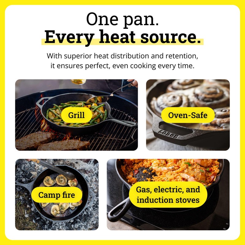 Lodge Seasoned Cast Iron Skillet 10.25 Inches - PFAS-Free, Non-Toxic