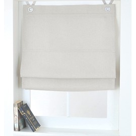 Dimout Roman Blind with Eyelets White/Grey Opaque Blackout Width Approx. 120 cm x height Approx. 130 cm.