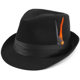Classic Unisex Trilby Fedora Hat (US, Alpha, One Size, Black)