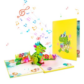GREETING ART Dinosaur Birthday Pop-Up Card, 3D PopUp Birthday Cards, Musical Birthday Card for Boys, Girls, Kids, Music Happy Birthday Card for Women,Men