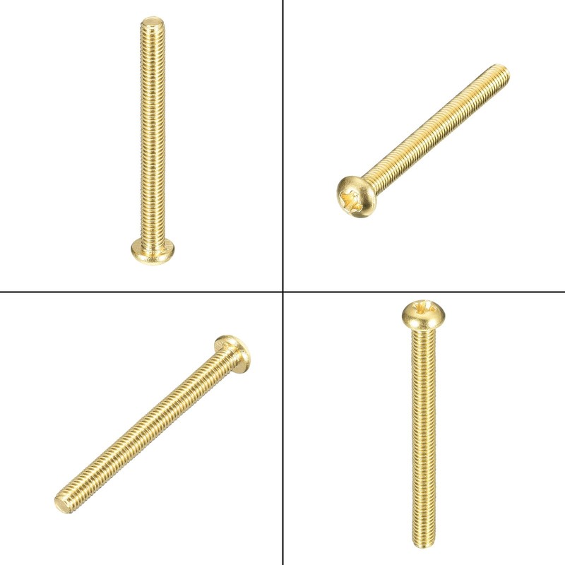 sourcing map Brass Machine Screws, M3x30mm Phillips Pan Head Fastener