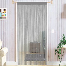 Taiyuhomes Bead String Curtains Door Fly Screen Curtain Beaded Curtain For Doorways Window Decorations Room Divider Single Door Curtain Beads (90x200cm) Grey