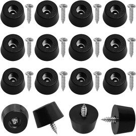 Cutting Board Rubber Feet LUORNG 16PCS Soft Non Slip Round Black Rubber Feet Bumpers Pads with M4x16 Screws for Furniture, Electronics and Appliances Non Marking Feet Pad