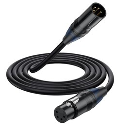 HTGuoji XLR-Stecker auf Buchse, 4-poliges XLR-Verlängerungsnetzteilkabel für Mikrofon, DMX-Bühnenlichter, Lautsprecher, Mikrofon, Mischpult, Equalizer, Leistungsverstärker, Kamera (3 Meter)