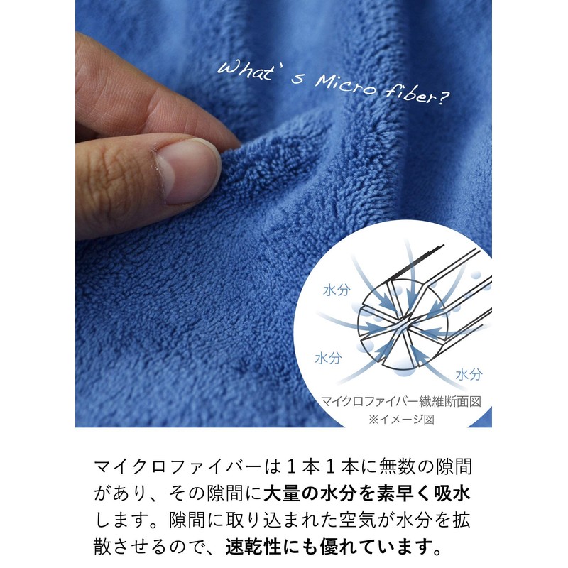 CBJAPAN Carari Plus Face Towel, 3.3x Water Absorbency Microfiber, Blue,