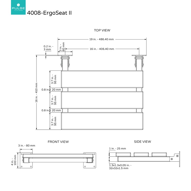 PULSE ShowerSpas 4008-SSP ErgoSeat II Stainless Steel Polished