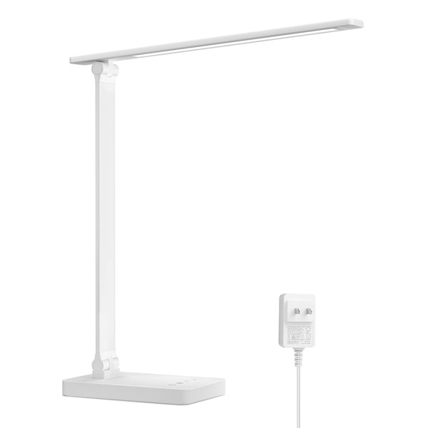 Lepro Desk Light, LED, Eye Friendly, AC Adapter Included, Desk Stand, 550 lm, Ultra Brightness, Tabletop Light, Stylish, Table Light (Bulb Color, White, Daylight, Touch Sensor Control, Dimming Setting, 5 Levels of Brightness, Multi-Angle Adjustment, Outl