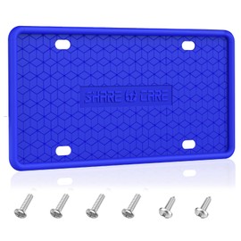 QiqaMole 1 Pack Silicone License Plate Frame, Front Back License Plate Cover, License Plate Bracket Holder Rust-Proof, Rattle-Proof, Weather-Proof for US and CA Standard Car (Dark Blue)