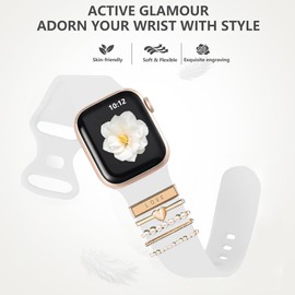 Compatible with CMF Watch Pro 2 Smartwatch Band, Lamshaw 22mm Quick Release Classic Watch Bands Soft Silicone Bands Bracelet Sports Strap Compatible with CMF Watch Pro, Watch Pro 2 (22mm size band, White band+Love Decorative)