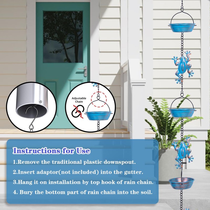giole 11ft Copper Rain Chains for Outside, 12 Cups Rain