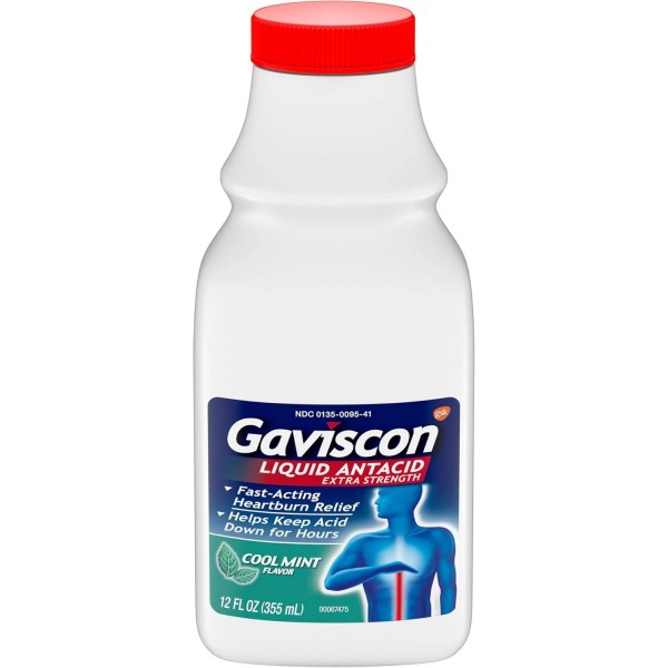 Gaviscon Extra Strength Cool Mint Liquid Antacid – Fast-Acting Heartburn