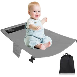 Syntelusa Kids Airplane Footrest Toddler Airplane Seat Extender Toddler Travel Bed Lightweight Airplane Seat Extender Mat Breathable Comfortable Hammock for Baby Travel with Storage Pocket (Grey)
