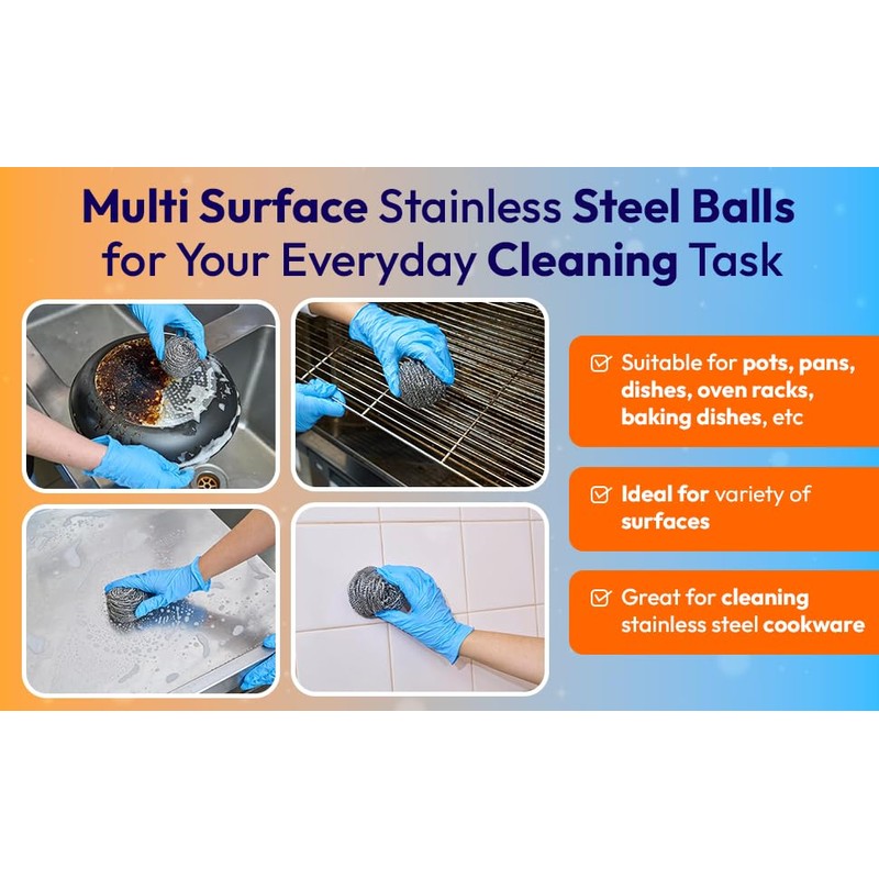 Topest Stainless Steel Scourer |12 Pack | Dish Washing Up