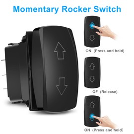 Linkstyle Momentary Rocker Switch, 7-pin ON-OFF-ON Motor Polarity Reverse Momentary Toggle Rock Switch, DPDT 20A 12V 24V, with Jump Wire, for Up/Down Switch for Marnie RV Truck Linear Actuator Trailer