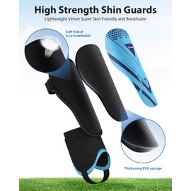 AirsFish Children's Football Shin Guards, Certified, with Ankle Protection, Adjustable Strap, High-Strength Equipment for Boys and Girls
