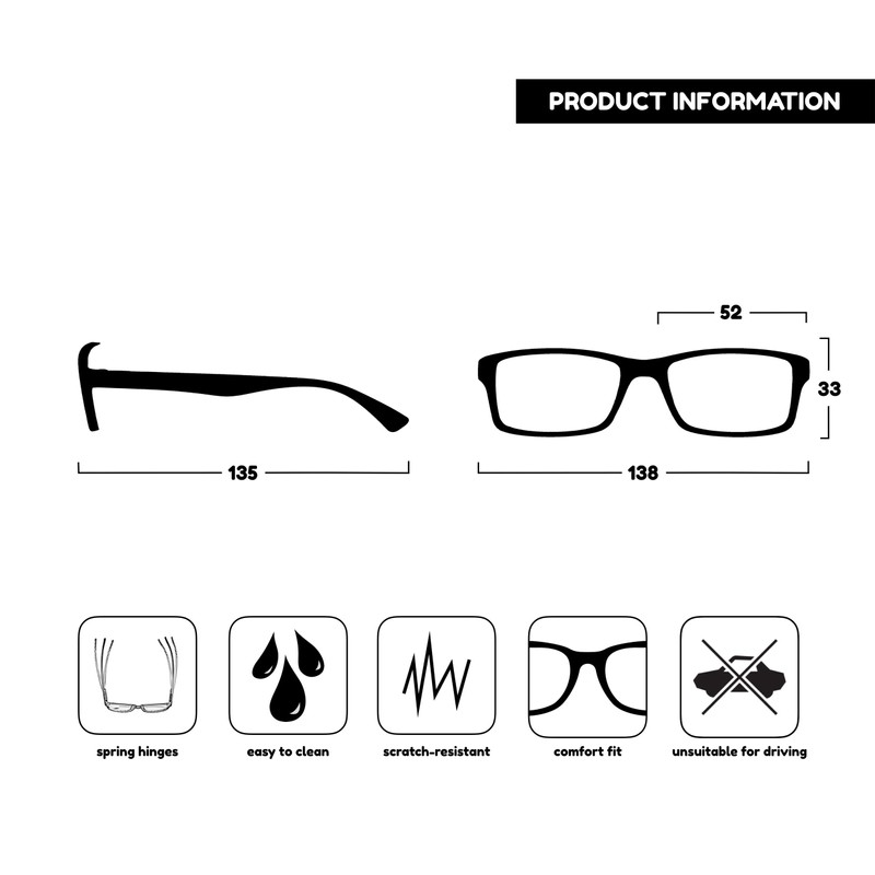 OPULIZE Pack of 2 short-sighted glasses for men and women,